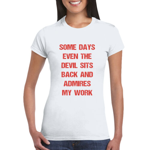 Devil  Admires My Work - GD72 Softstyle® Ladies' T-Shirt Thumbnail