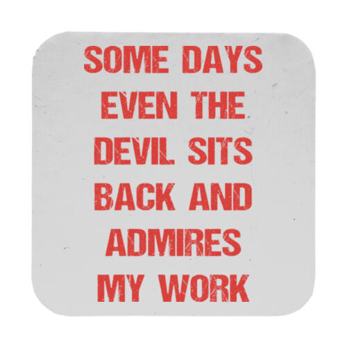 Devil Admires My Work - 9cm Square Hardback Drinks Coaster Thumbnail