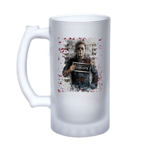 Halloween (Haddonfield Mug Shot) - 16oz Frosted Glass Beer Stein Thumbnail