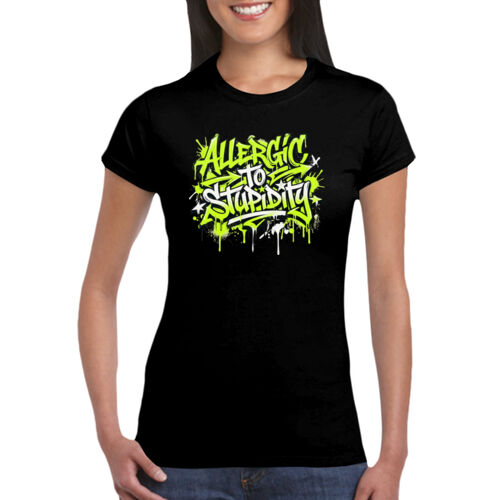 Allergic To Stupidity - GD72 Softstyle® Ladies' T-Shirt Thumbnail