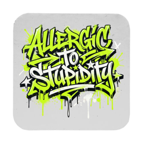 Allergic To Stupidity - 9cm Square Hardback Drinks Coaster Thumbnail