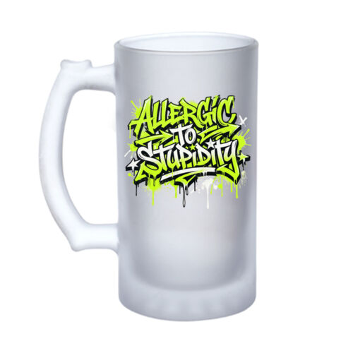 Allergic To Stupidity - 16oz Frosted Glass Beer Stein Thumbnail