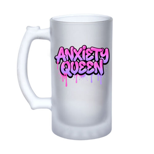 Anxiety Queen - 16oz Frosted Glass Beer Stein Thumbnail