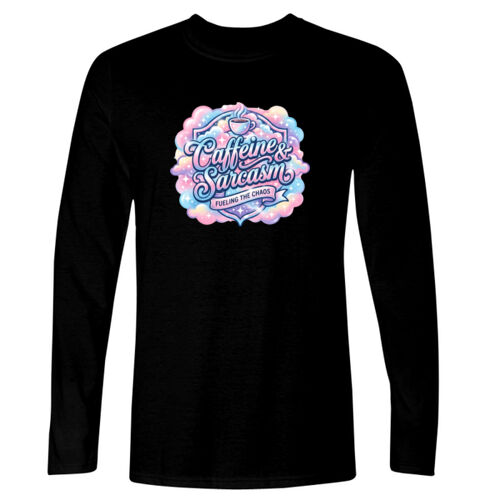 Caffeine & Sarcasm - GD11 Softstyle® Adult Long Sleeve T-Shirt Thumbnail