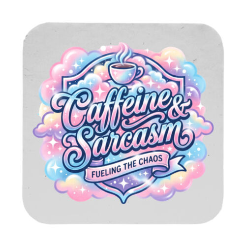 Caffeine & Sarcasm - 9cm Square Hardback Drinks Coaster Thumbnail