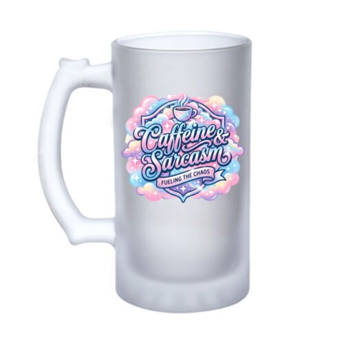 Caffeine & Sarcasm - 16oz Frosted Glass Beer Stein Thumbnail