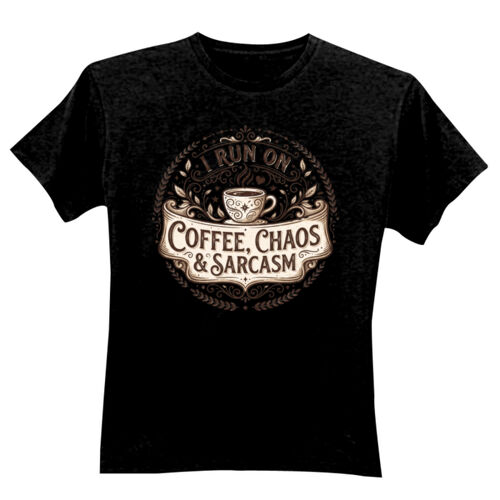 I Run On Coffee, Chaos & Sarcasm - GD01 Softstyle Adult T-Shirt Thumbnail