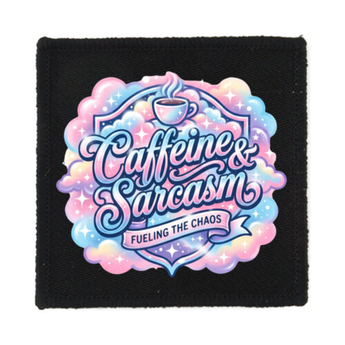 Caffeine & Sarcasm - PS01 8cm Square Sew-On Patch Thumbnail
