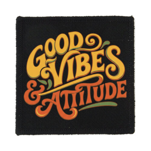 Good Vibes & Attitude - PS01 8cm Square Sew-On Patch Thumbnail