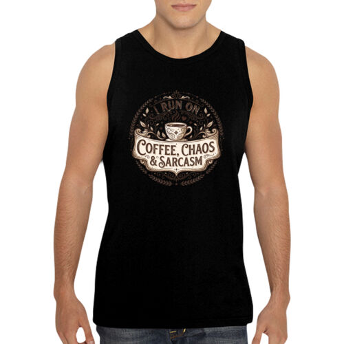I Run On Coffee, Chaos & Sarcasm - GD12 Softstyle® Adult Tank Top Thumbnail