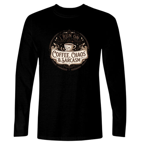 I Run On Coffee, Chaos & Sarcasm - GD11 Softstyle® Adult Long Sleeve T-Shirt Thumbnail