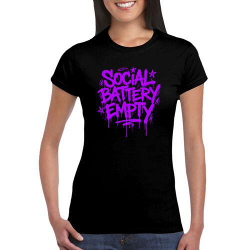 Social Battery Empty - GD72 Softstyle® Ladies' T-Shirt Thumbnail