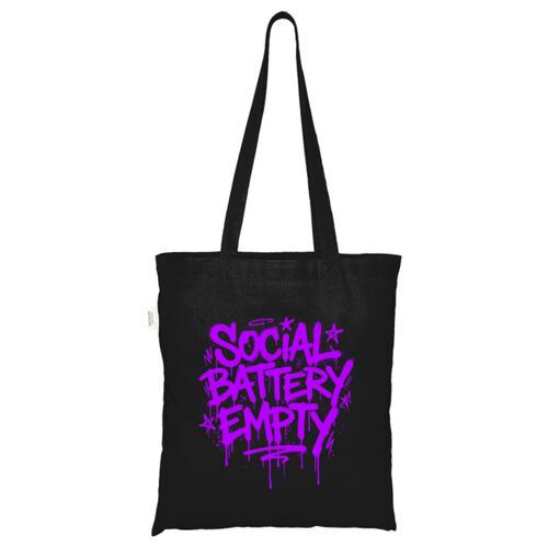 Social Battery Empty - ECO001 100% Recycled Cotton Tote Bag Thumbnail