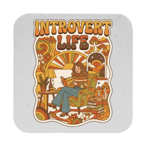 Introvert Life - 9cm Square Hardback Drinks Coaster Thumbnail