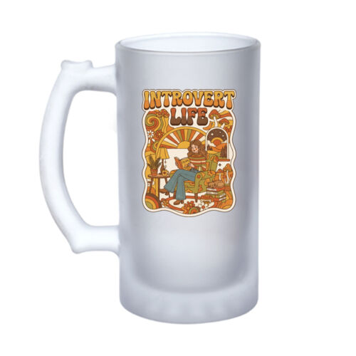 Introvert Life - 16oz Frosted Glass Beer Stein Thumbnail