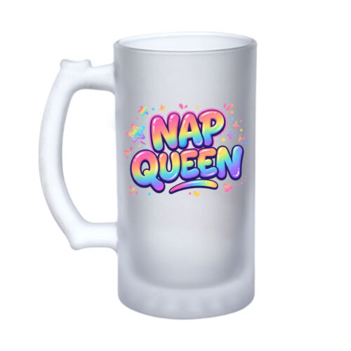 Nap Queen - 16oz Frosted Glass Beer Stein Thumbnail