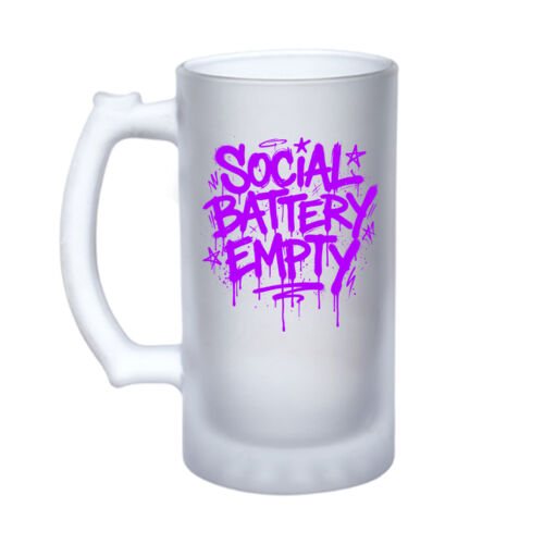 Social Battery Empty - 16oz Frosted Glass Beer Stein Thumbnail