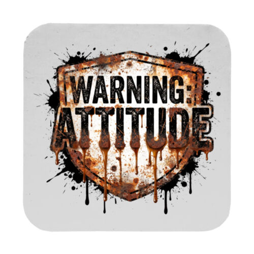 Warning Attitude - 9cm Square Hardback Drinks Coaster Thumbnail