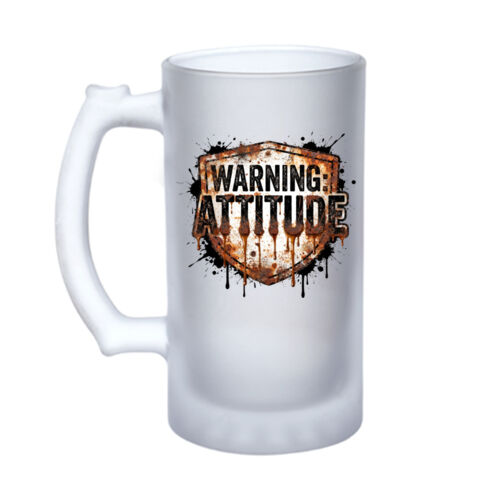 Warning Attitude - 16oz Frosted Glass Beer Stein Thumbnail